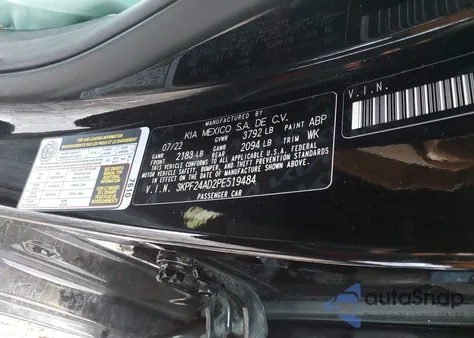 2023 Kia Forte Lxs z USA, uszkodzony, nr VIN 3KPF24AD2PE519484